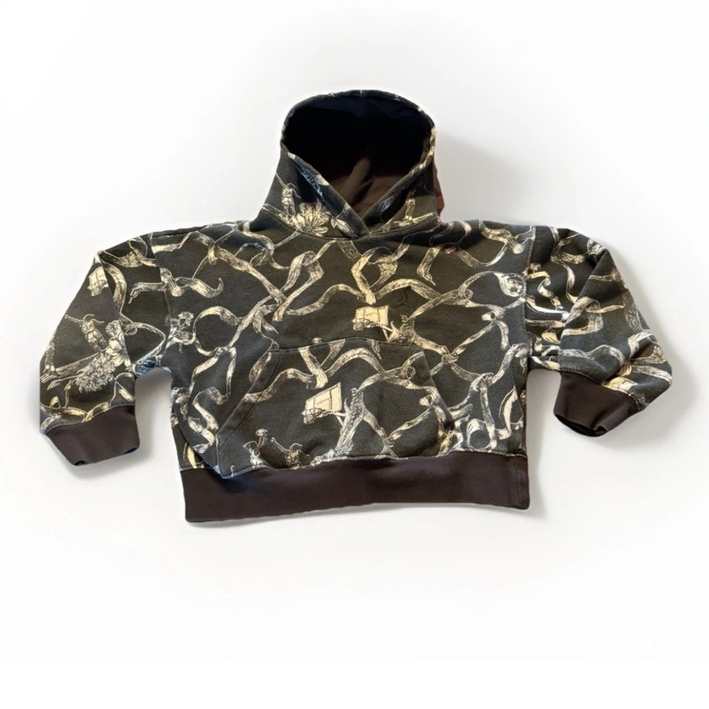 RARE JORDAN BROOKLYN FLEECE AOP PO HOODY - YOUTH Size S 8-10 Years Y2K Gothcore